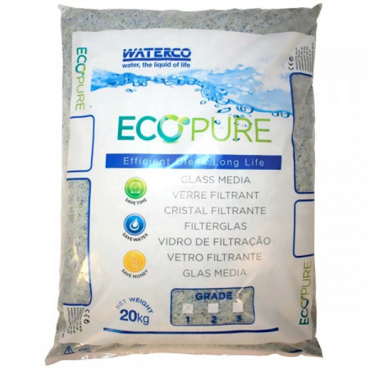 Песок стеклянный для фильтрации бассейнов, Waterco EcoPure 0.5-1.0 мм (20 кг)