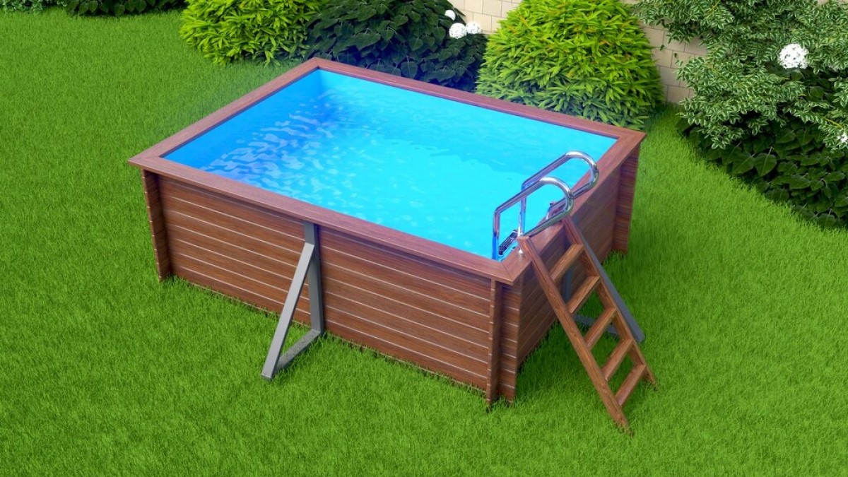 Деревянный сборный бассейн "Кая" 370 х 250 х 115 см от Кристалл глубиной 115 см, прямоугольник морозоустойчивый