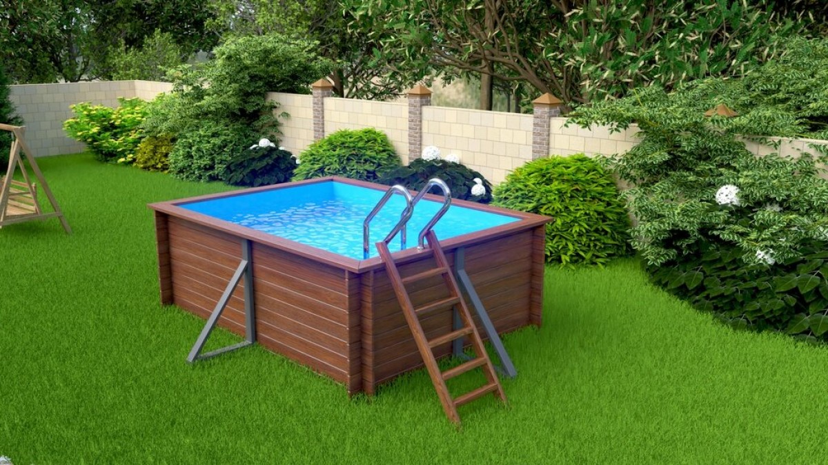 Деревянный сборный бассейн "Кая" 370 х 250 х 115 см от Кристалл глубиной 115 см, прямоугольник морозоустойчивый