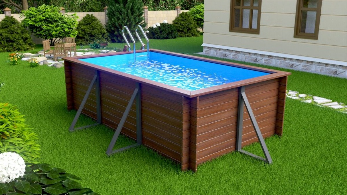 Деревянный сборный бассейн "Витим" 460 х 250 х 145 см от Кристалл глубиной 145 см, прямоугольник морозоустойчивый