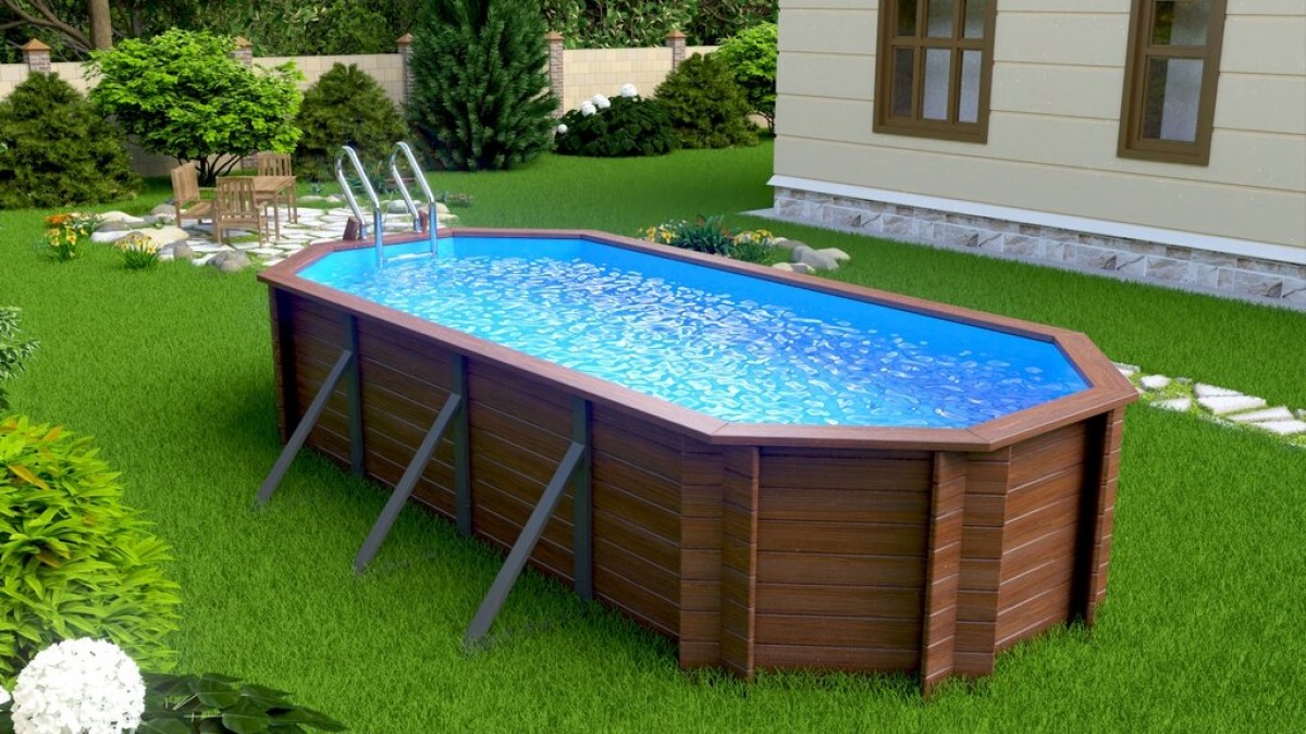 Деревянный сборный бассейн "Ангара" 600 х 250 х 130 см от Кристалл глубиной 130 см, овальный морозоустойчивый