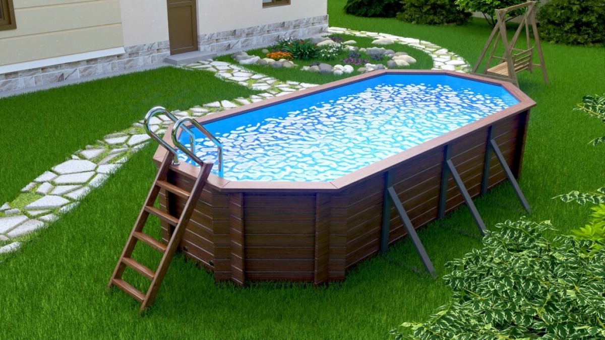 Деревянный сборный бассейн "Ангара" 600 х 250 х 130 см от Кристалл глубиной 130 см, овальный морозоустойчивый