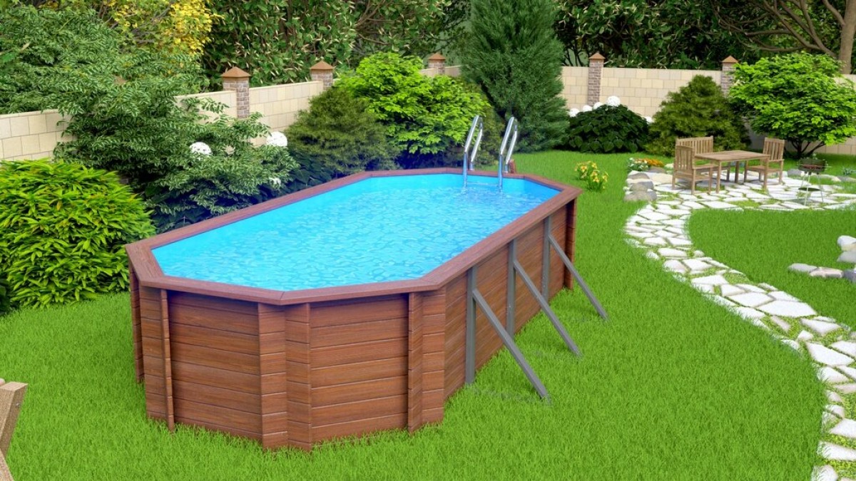 Деревянный сборный бассейн "Баргузин" 500 х 250 х 115 см от Кристалл глубиной 115 см, овальный морозоустойчивый