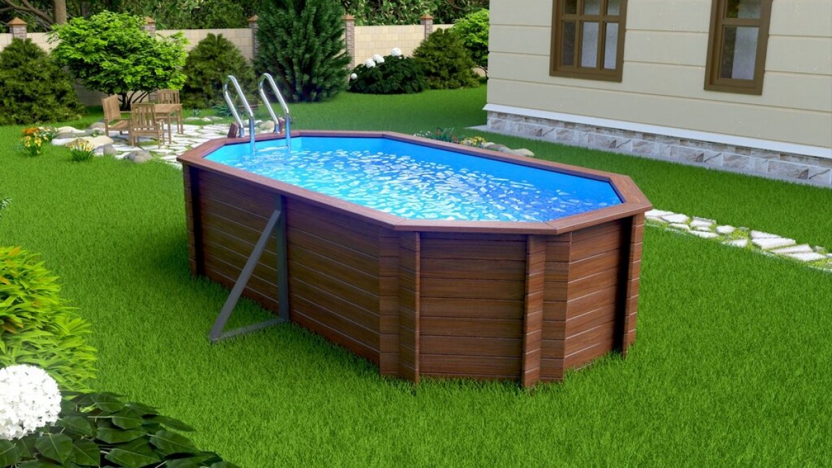 Деревянный сборный бассейн "Баргузин" 500 х 250 х 115 см от Кристалл глубиной 115 см, овальный морозоустойчивый