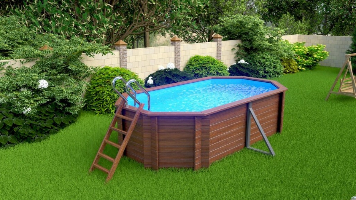 Деревянный сборный бассейн "Баргузин" 500 х 250 х 115 см от Кристалл глубиной 115 см, овальный морозоустойчивый