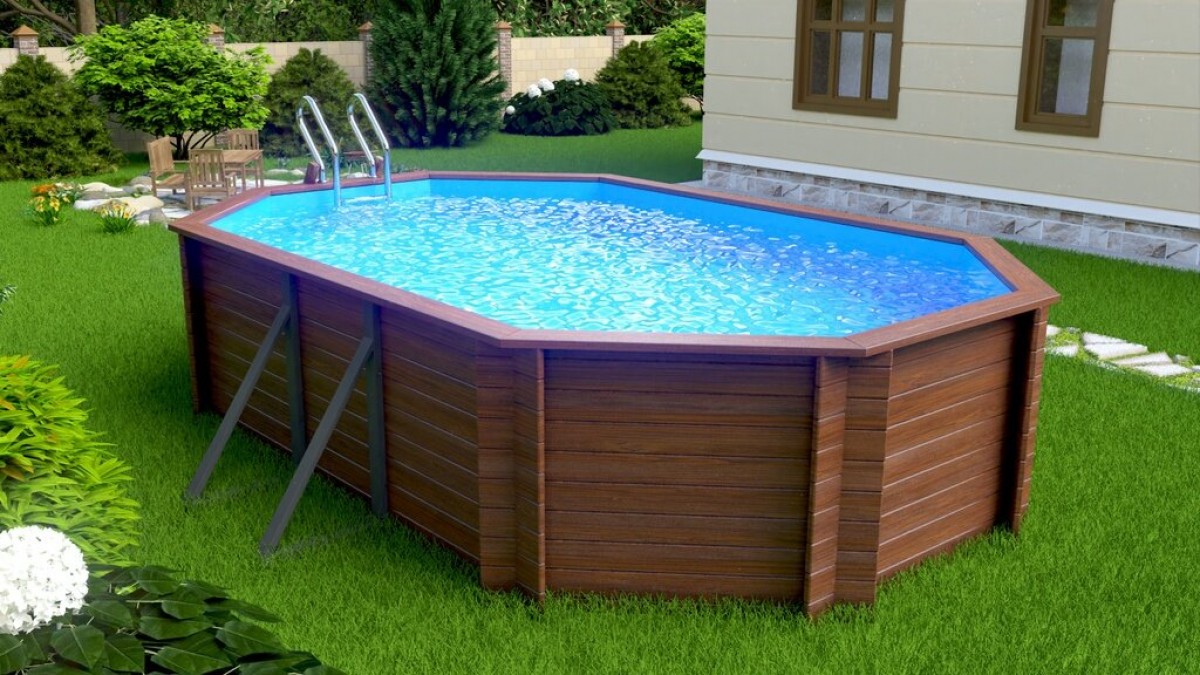 Деревянный сборный бассейн 600 х 370 см "Байкал" от Кристалл глубиной 130 см, овальный морозоустойчивый