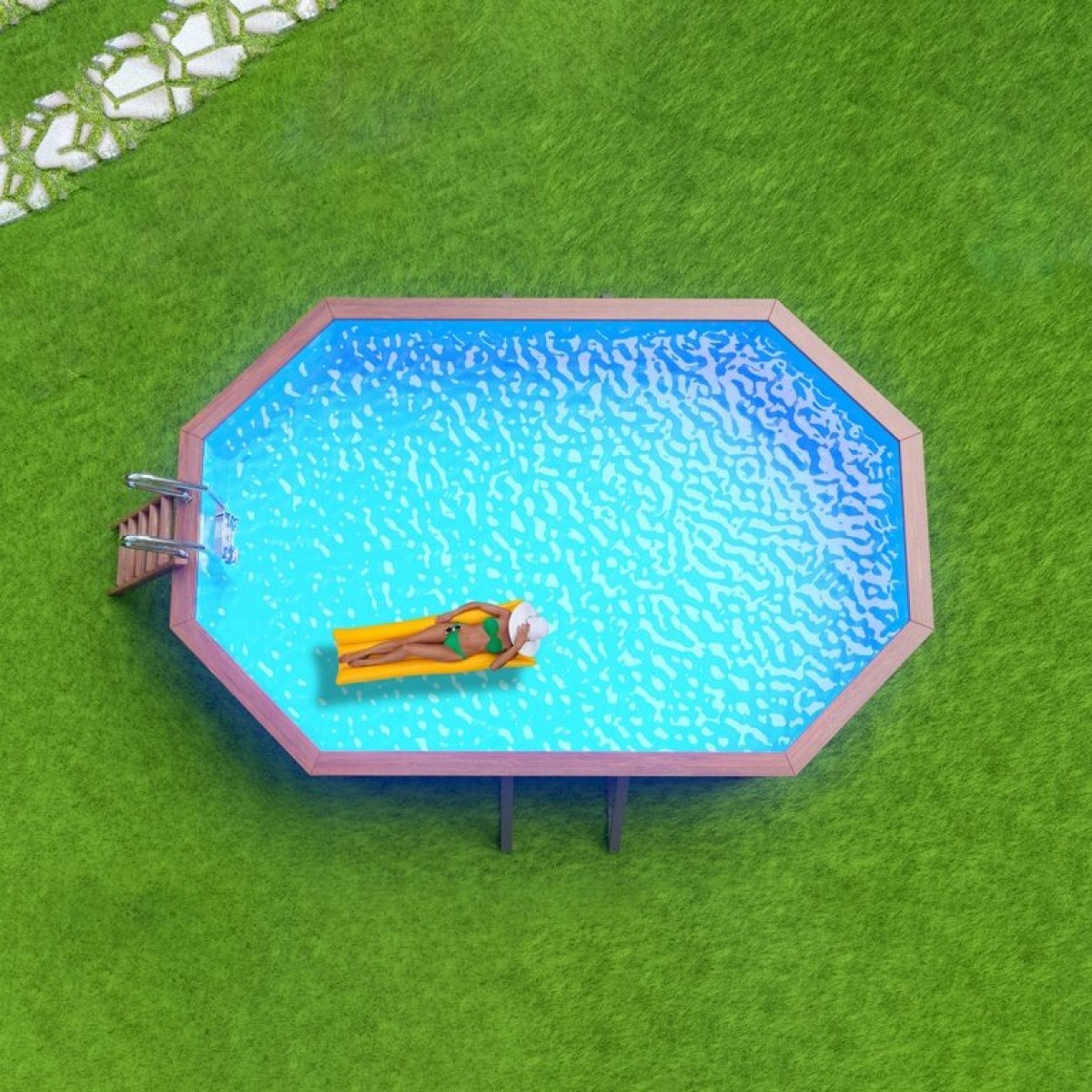 Деревянный сборный бассейн 600 х 370 см "Байкал" от Кристалл глубиной 130 см, овальный морозоустойчивый