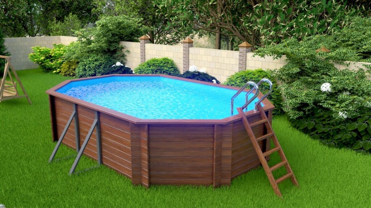 Деревянный сборный бассейн 600 х 370 см "Байкал" от Кристалл глубиной 130 см, овальный морозоустойчивый