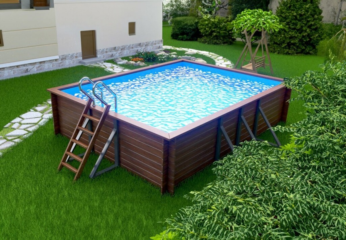 Деревянный сборный бассейн "Илим" 540 х 400 х 145 см от Кристалл глубиной 145 см, прямоугольник морозоустойчивый