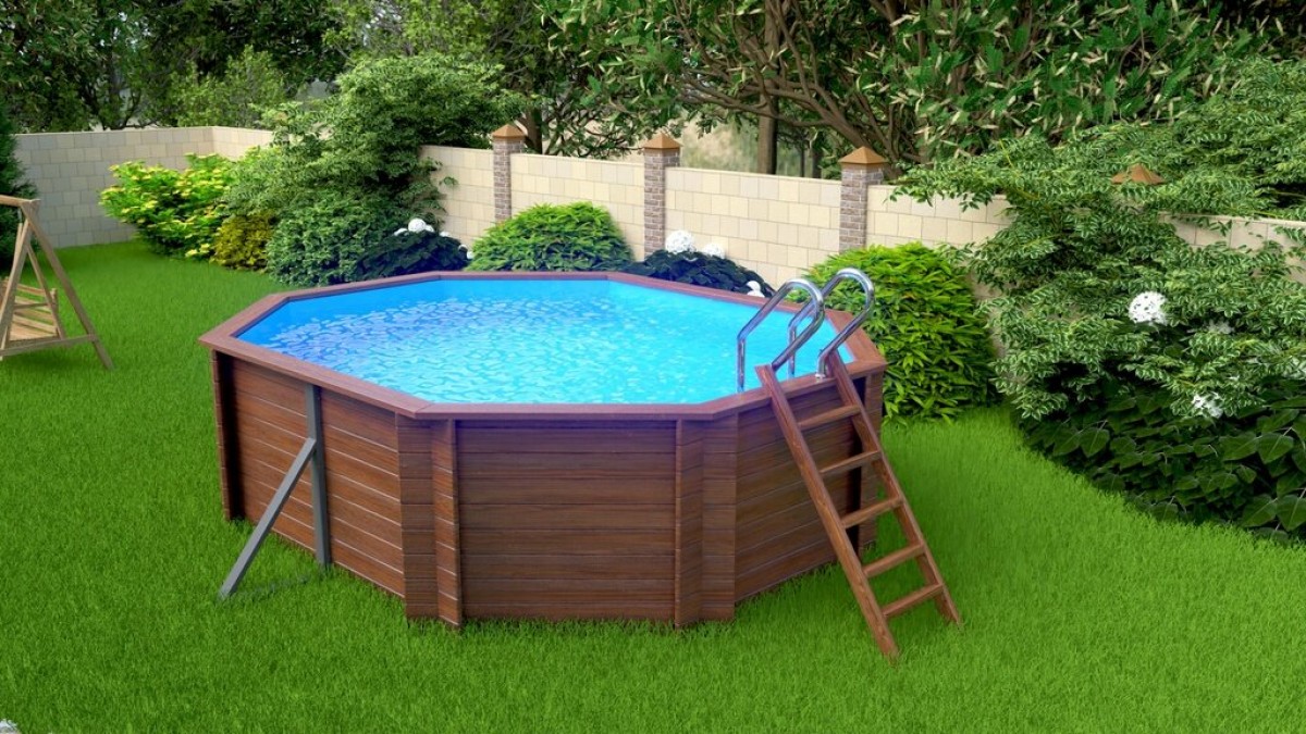 Деревянный сборный бассейн "Киренга" 465 х 370 х 130 см от Кристалл глубиной 130 см, овальный морозоустойчивый