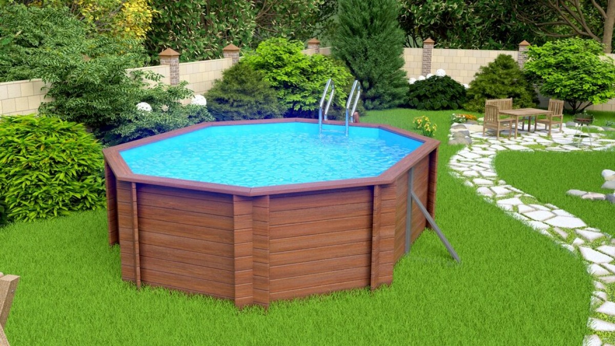 Деревянный сборный бассейн "Киренга" 465 х 370 х 130 см от Кристалл глубиной 130 см, овальный морозоустойчивый