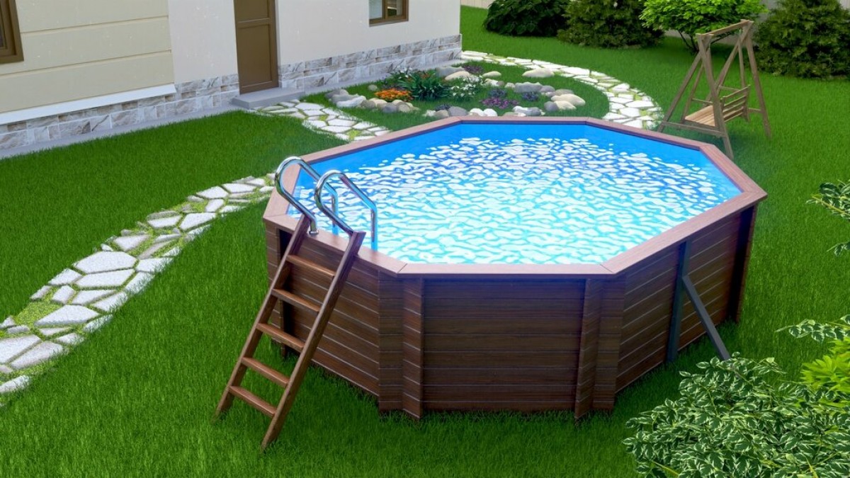 Деревянный сборный бассейн "Киренга" 465 х 370 х 130 см от Кристалл глубиной 130 см, овальный морозоустойчивый