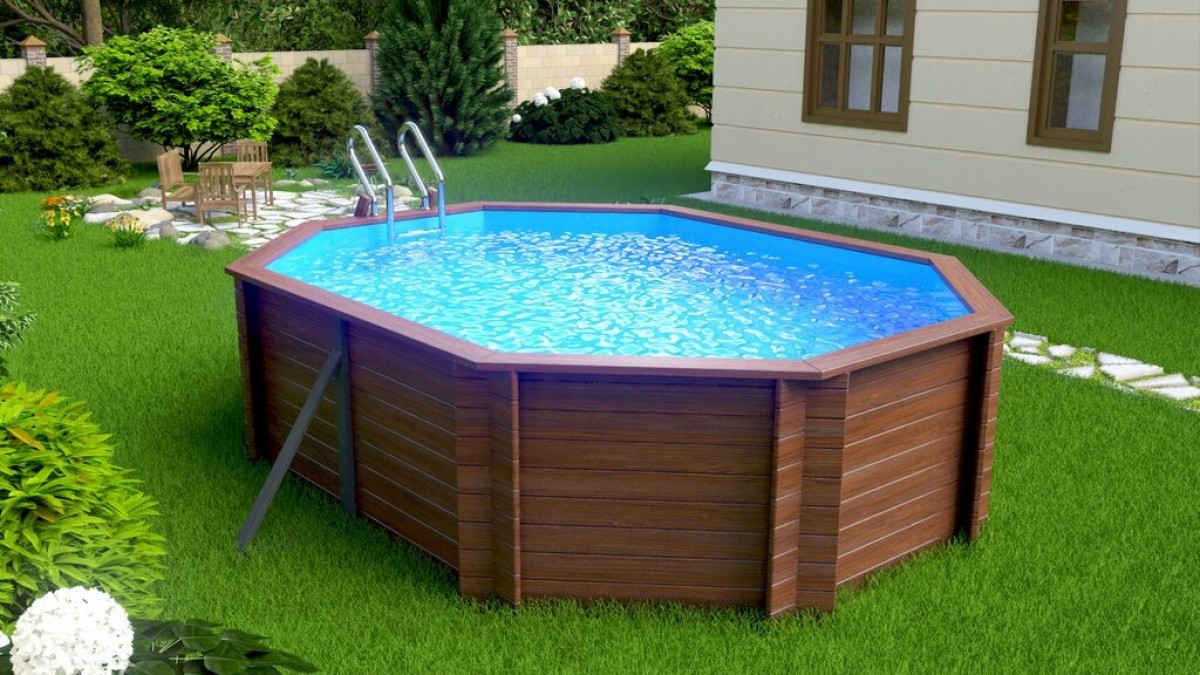 Деревянный сборный бассейн Селенга" 500 х 370 х 145 см от Кристалл глубиной 145 см, овальный морозоустойчивый