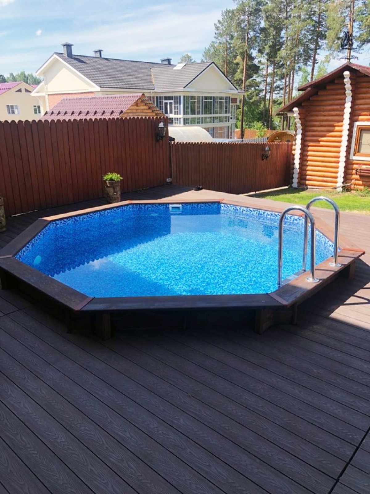 Деревянный сборный бассейн "Ханхой" 250 х 250 х 115 см от Кристалл глубиной 115 см, круглый морозоустойчивый