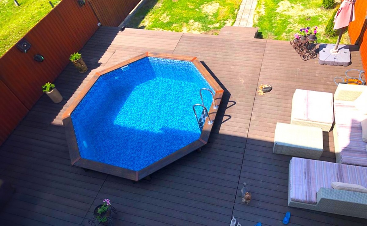 Деревянный сборный бассейн "Ханхой" 250 х 250 х 115 см от Кристалл глубиной 115 см, круглый морозоустойчивый