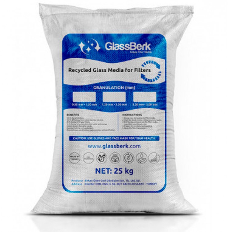 Песок стеклянный 0.5-1.2 мм, GlassВerk, мешок 25 кг