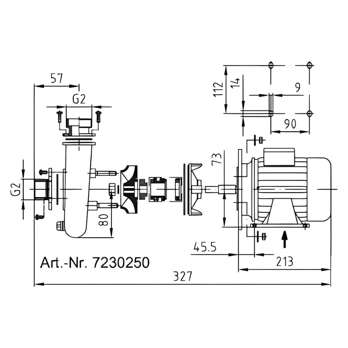Насос без префильтра бронзовый  для бассейна 1,1кВт Hugo Lahme 400В (7230250)