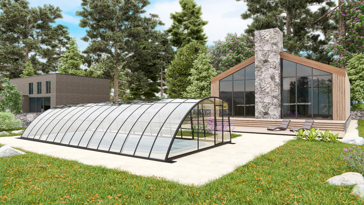 Раздвижной павильон для бассейна Avangard 6,36м*3м*1,87м Канальный поликарбонат