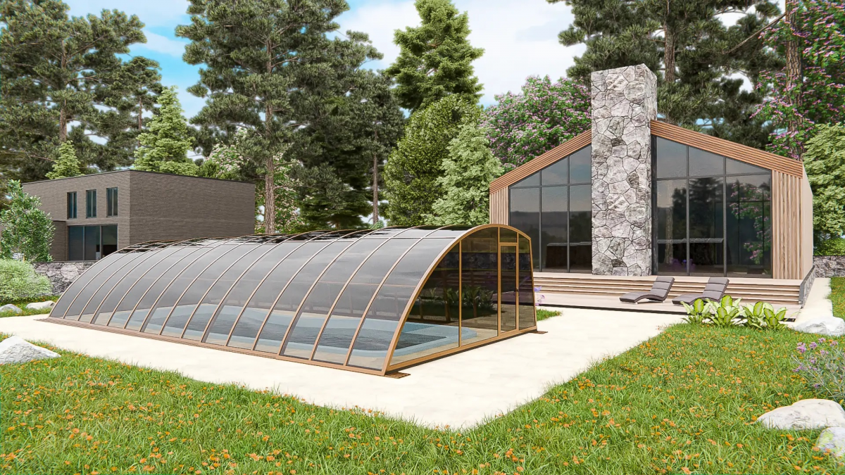 Раздвижной павильон для бассейна Avangard 6,36м*3м*1,87м Канальный поликарбонат