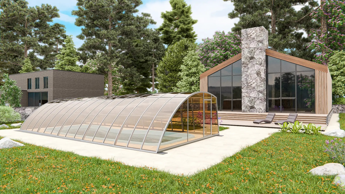 Раздвижной павильон для бассейна Avangard 6,36м*3м*1,87м Канальный поликарбонат