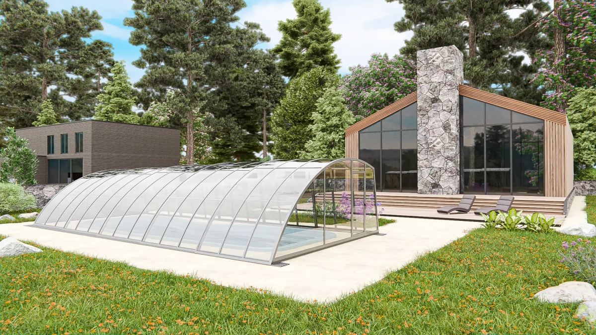 Раздвижной павильон для бассейна Avangard 6,36м*3м*1,87м Канальный поликарбонат