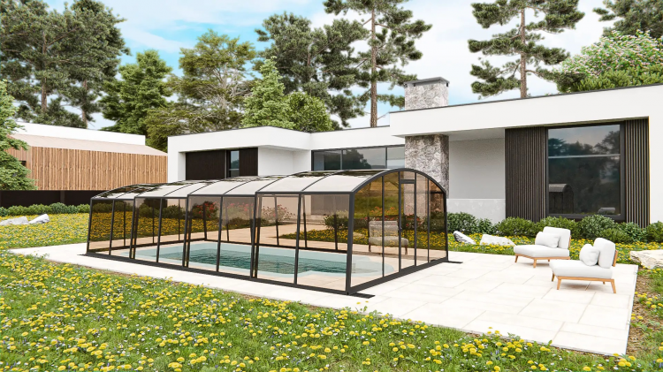 Раздвижной павильон для бассейна Avrora H 6,36м*3м*1,9м Канальный поликарбонат