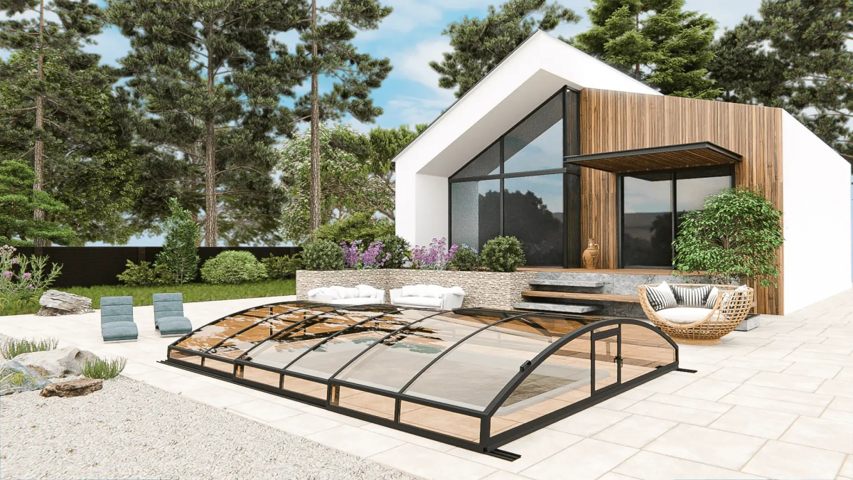 Раздвижной павильон для бассейна Avrora L 6,36м*3м*0,65м Канальный поликарбонат