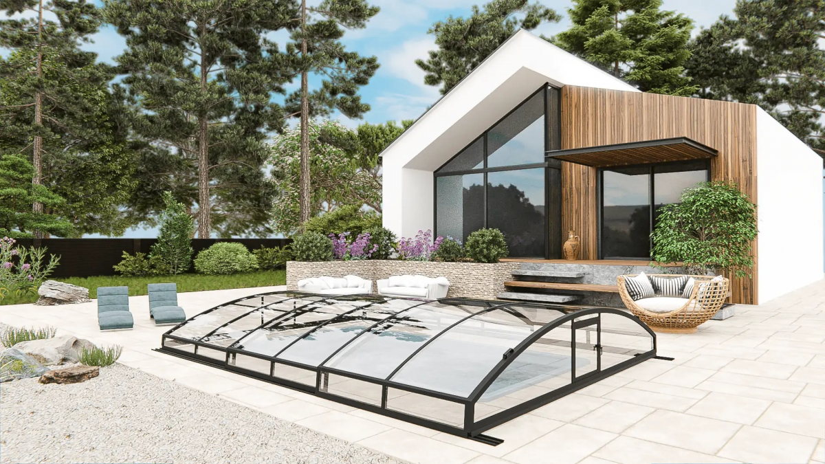 Раздвижной павильон для бассейна Avrora L 6,36м*3м*0,65м Канальный поликарбонат