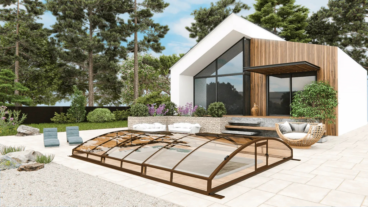 Раздвижной павильон для бассейна Avrora L 6,36м*3м*0,65м Канальный поликарбонат