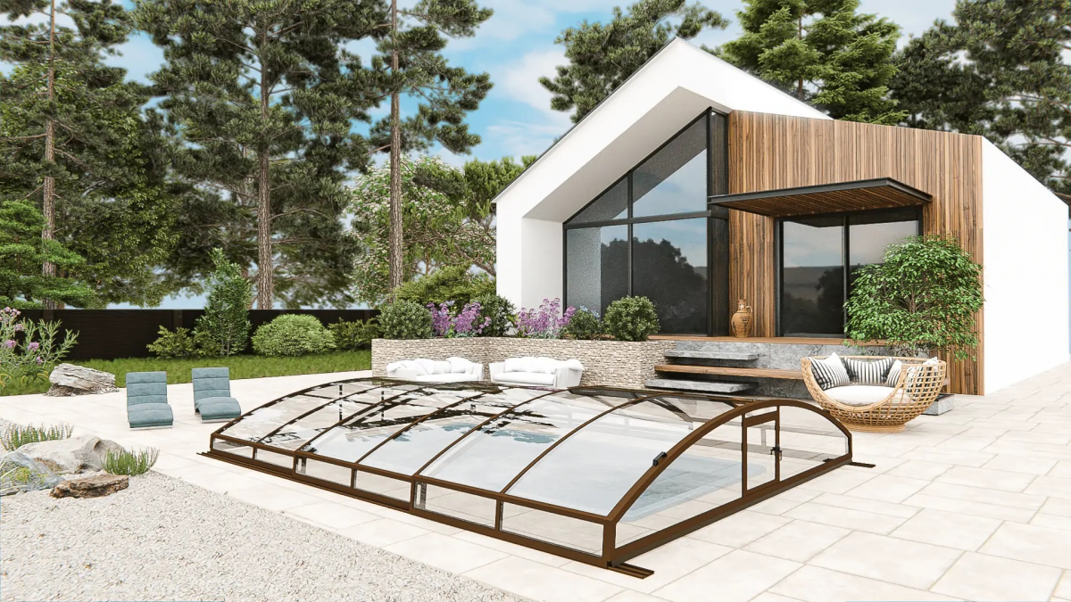 Раздвижной павильон для бассейна Avrora L 6,36м*3м*0,65м Канальный поликарбонат