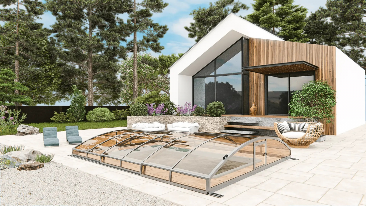 Раздвижной павильон для бассейна Avrora L 6,36м*3м*0,65м Канальный поликарбонат