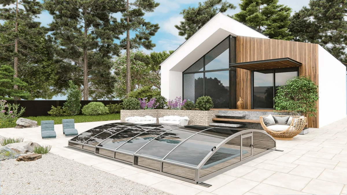 Раздвижной павильон для бассейна Avrora L 6,36м*3м*0,65м Канальный поликарбонат