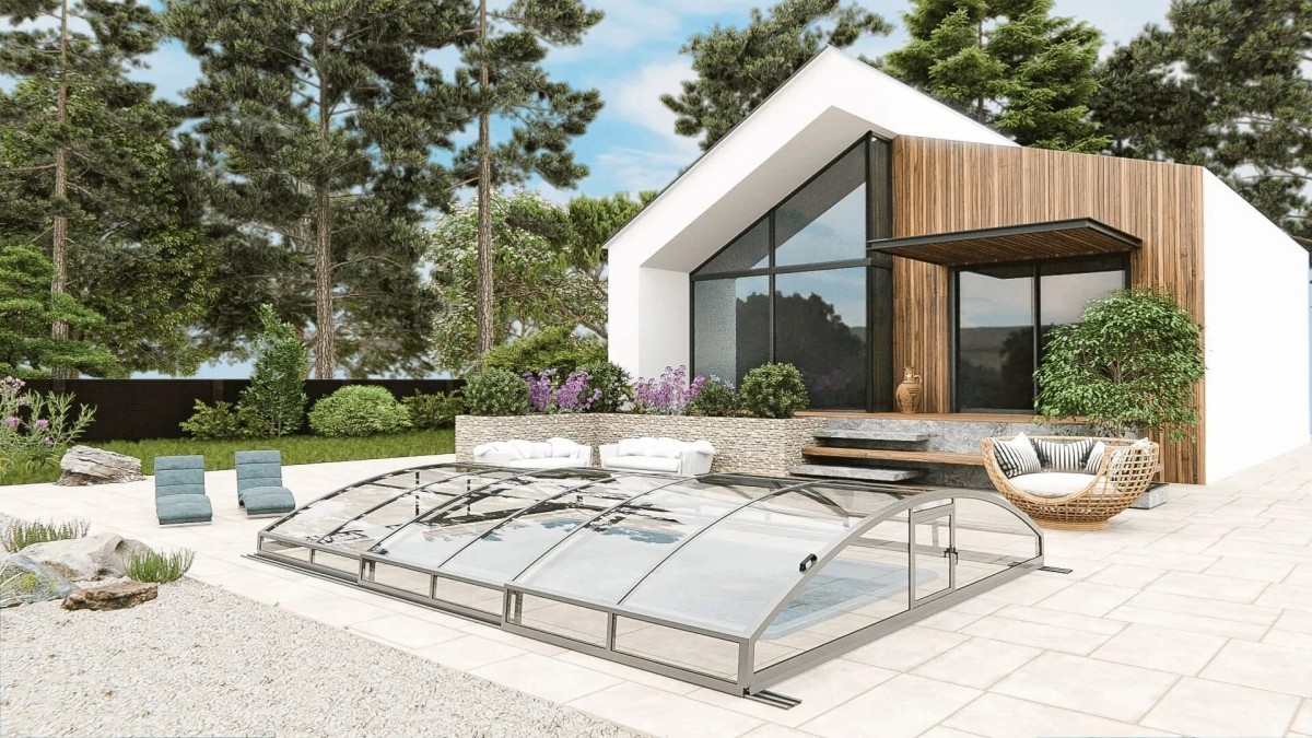 Раздвижной павильон для бассейна Avrora L 6,36м*3м*0,65м Канальный поликарбонат